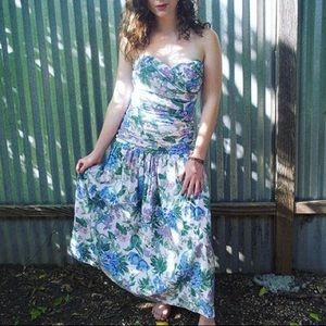 dreamy floral drop waist prom dress